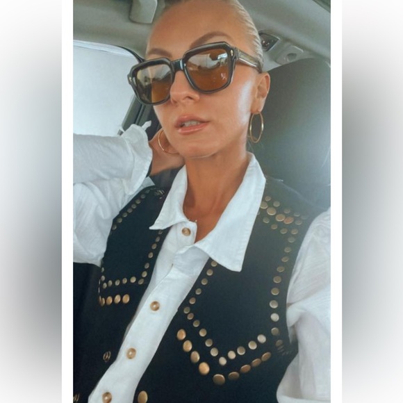 Rare New FREE PEOPLE Understated Brown Leather Western Snap Front Vest Medium - Picture 13 of 14